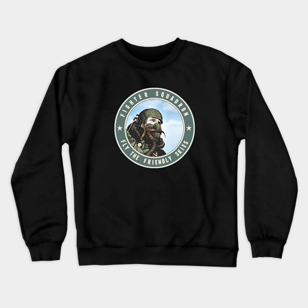 Fighter Squadron Green Crewneck Sweatshirt by ranxerox79